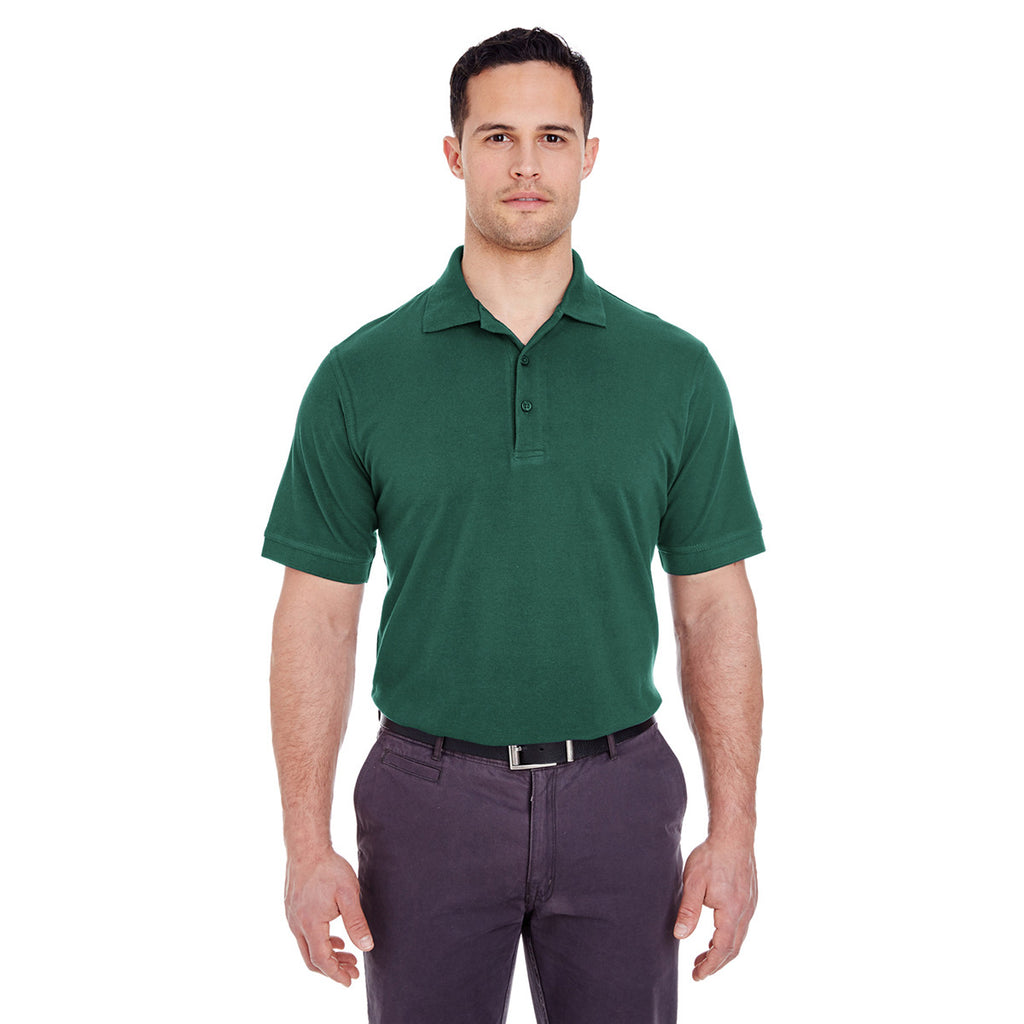 UltraClub Men's Forest Green Basic Pique Polo