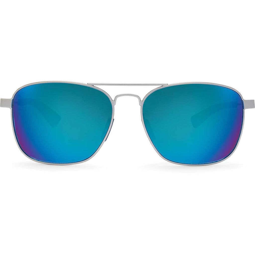 Under Armour Satin Silver UA Rally With Blue Mirror Lens