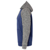 J. America Men's Navy/Charcoal Fleck Colorblock Cosmic Fleece Hooded Pullover Sweatshirt