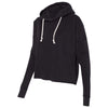 J. America Women's Black Lounge Fleece Hi-Low Hooded Pullover