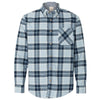 Weatherproof Men's Powder Blue Plaid Vintage Brushed Flannel Long Sleeve Shirt