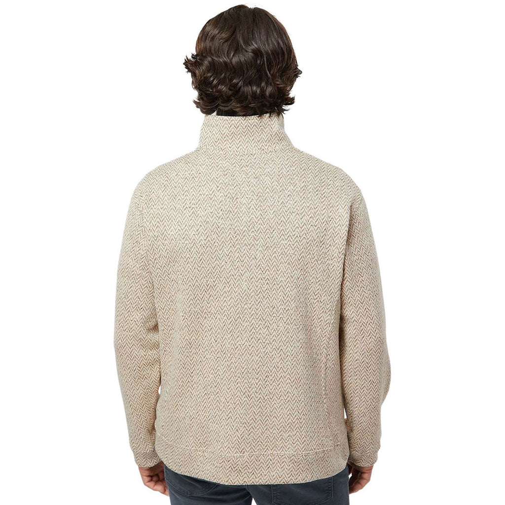 J. America Men's Oatmeal Herringbone Traverse Snap Pullover