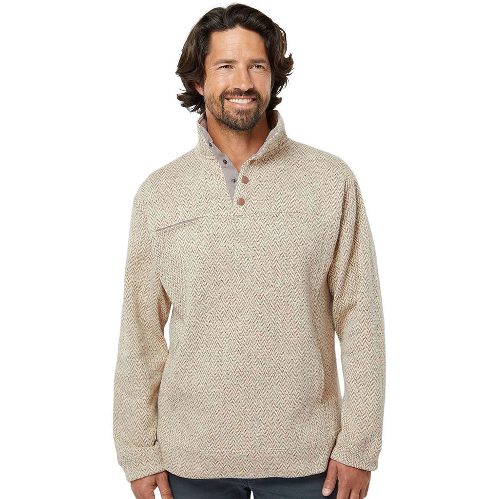 J. America Men's Oatmeal Herringbone Traverse Snap Pullover