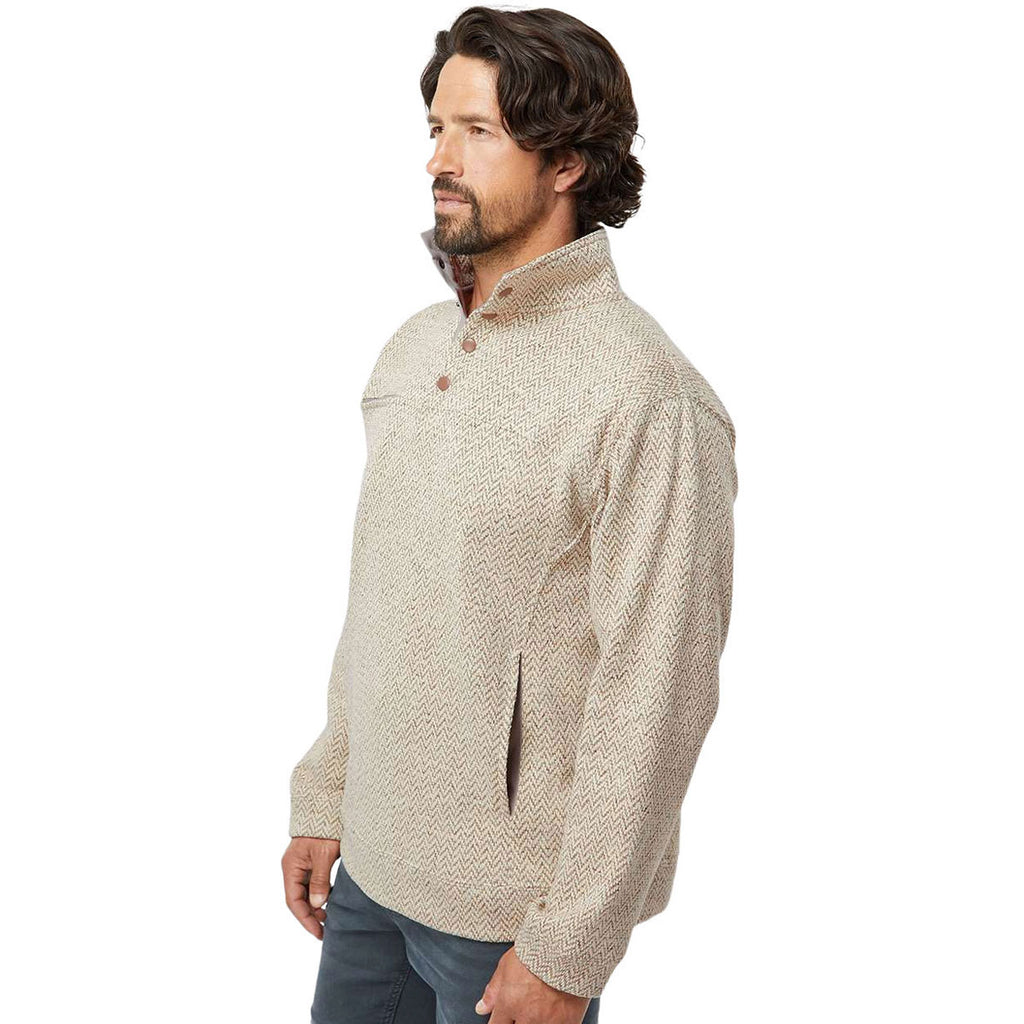 J. America Men's Oatmeal Herringbone Traverse Snap Pullover