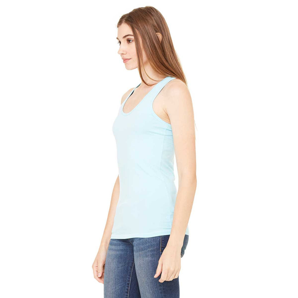 Bella + Canvas Women's Ocean Blue Sheer Mini Rib Racerback Tank