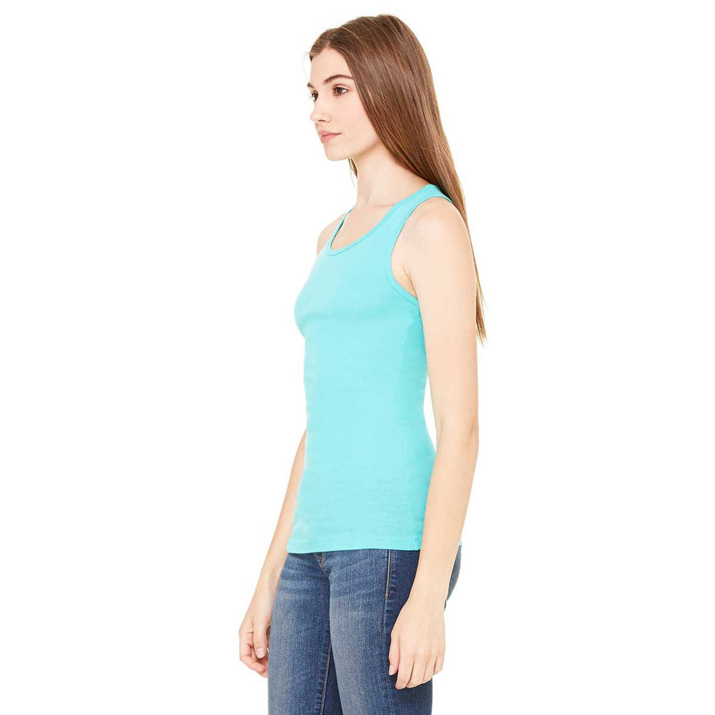 Bella + Canvas Women's Teal Sheer Mini Rib Racerback Tank