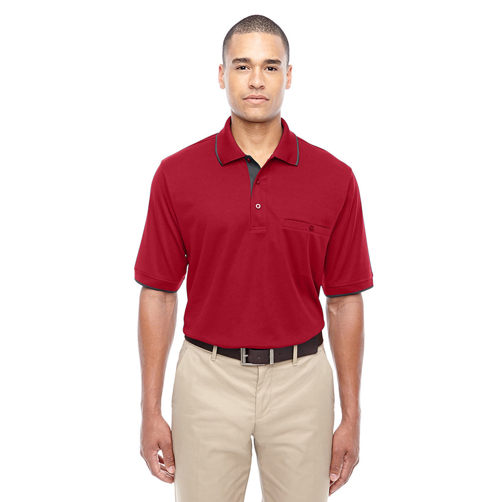 Core 365 Men's Classic Red/Carbon Motive Performance Pique Polo with T