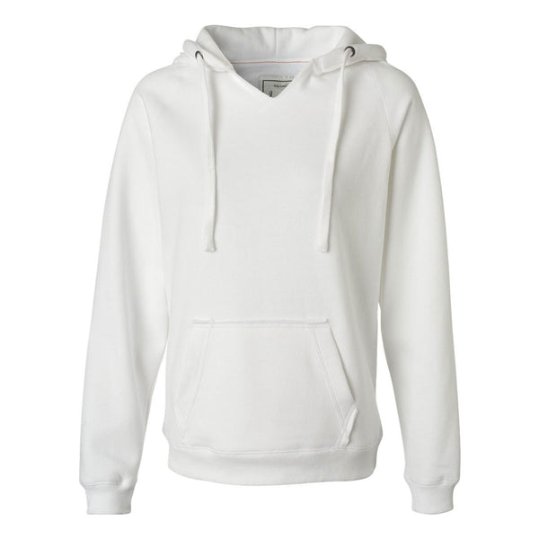 J. America Women's White Sueded V-Neck Hooded Sweatshirt