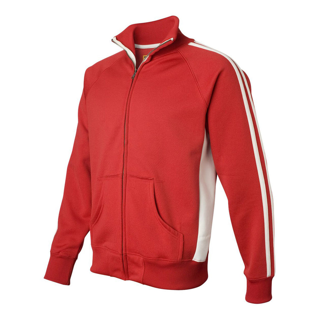 J. America Men's Red/White Vintage Track Jacket