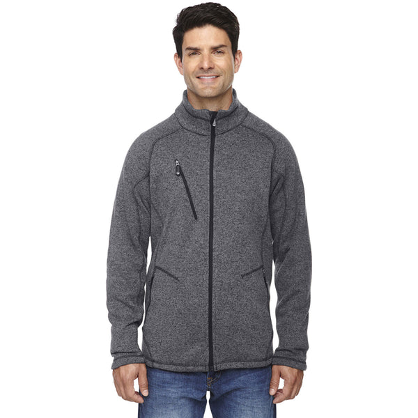 North End Men's Heather Charcoal Peak Sweater Fleece Jacket