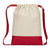 UltraClub Natural/Red Cotton Canvas Drawstring Backpack