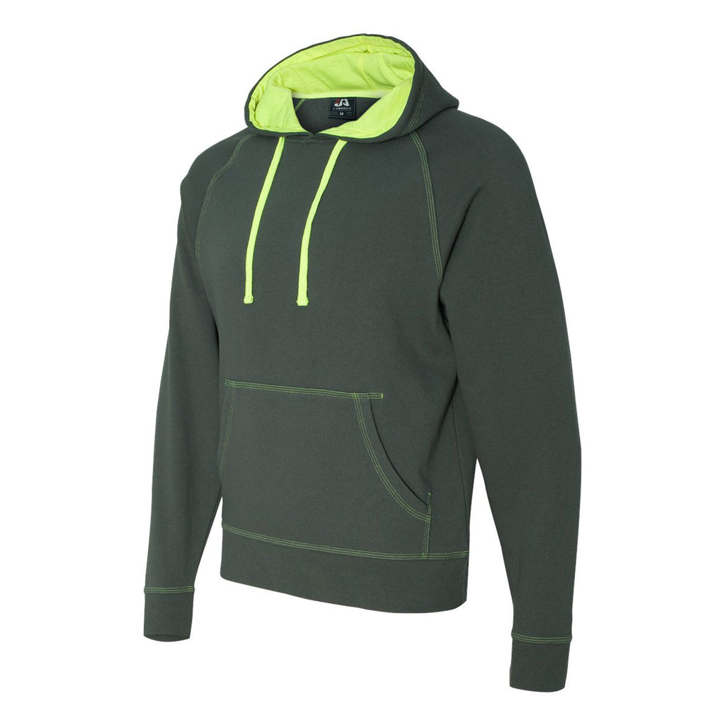 J. America Men's Neon Yellow Shadow Fleece Hooded Pullover Sweatshirt