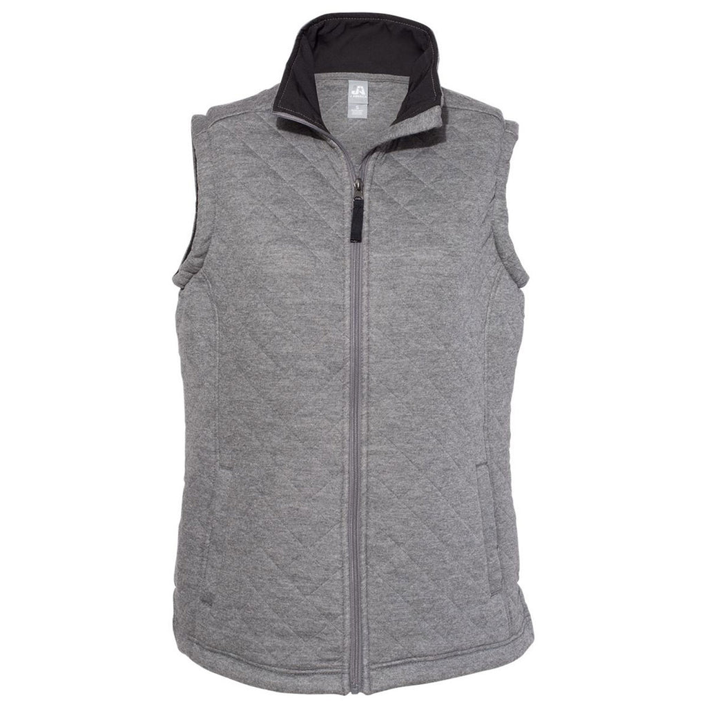 J. America Women's Charcoal Heather Quilted Vest