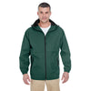 UltraClub Men's Forest Green Microfiber Full-Zip Hooded Jacket