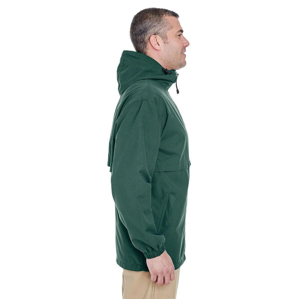 UltraClub Men's Forest Green Microfiber Full-Zip Hooded Jacket