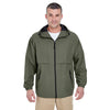 UltraClub Men's Olive Microfiber Full-Zip Hooded Jacket