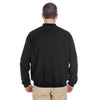 UltraClub Men's Black/Black Long-Sleeve Microfiber Crossover V-Neck Windshirt