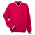 UltraClub Men's Red/White Long-Sleeve Microfiber Crossover V-Neck Windshirt