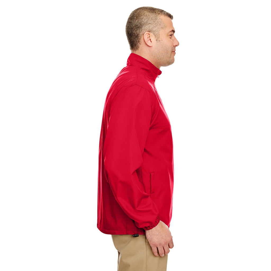 UltraClub Men's Red Micro-Poly Quarter-Zip Windshirt