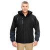 UltraClub Men's Black/Slate Colorblock 3-in-1 Systems Hooded Jacket