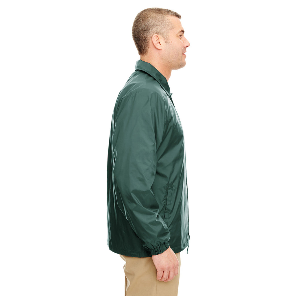 UltraClub Men's Forest Green Nylon Coaches' Jacket