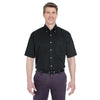 UltraClub Men's Black Short-Sleeve Cypress Twill with Pocket