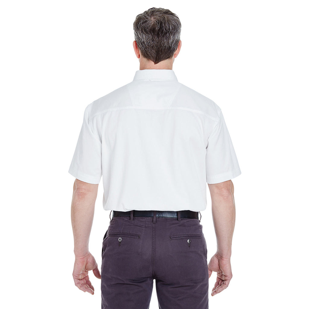 UltraClub Men's White Short-Sleeve Cypress Twill with Pocket