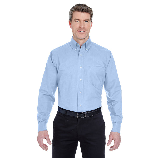 UltraClub Men's Light Blue Tall Classic Wrinkle-Resistant Long-Sleeve