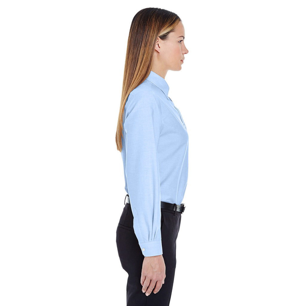 UltraClub Women's Light Blue Classic Wrinkle-Resistant Long-Sleeve Oxford