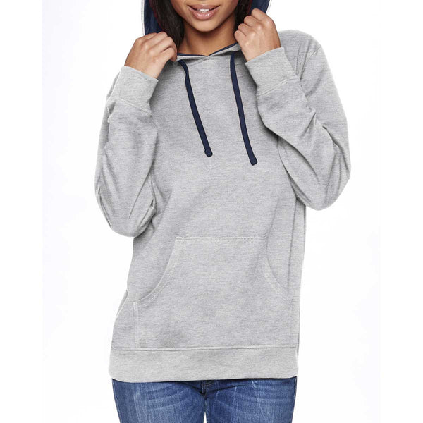 Next Level Unisex Heather Gray/Midnight Navy French Terry Pullover Hoo