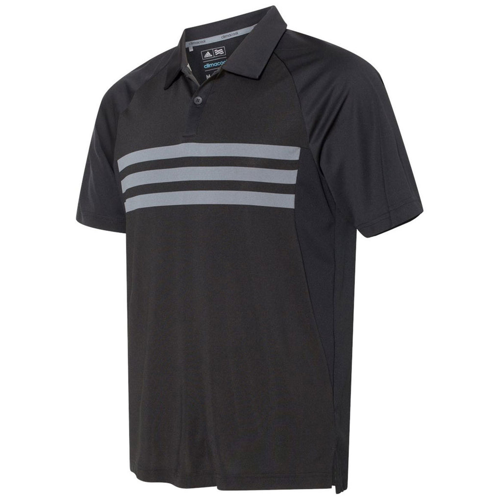 adidas Golf Men's Black/Vista Grey/Black Climacool 3-Stripe Sport Shirt