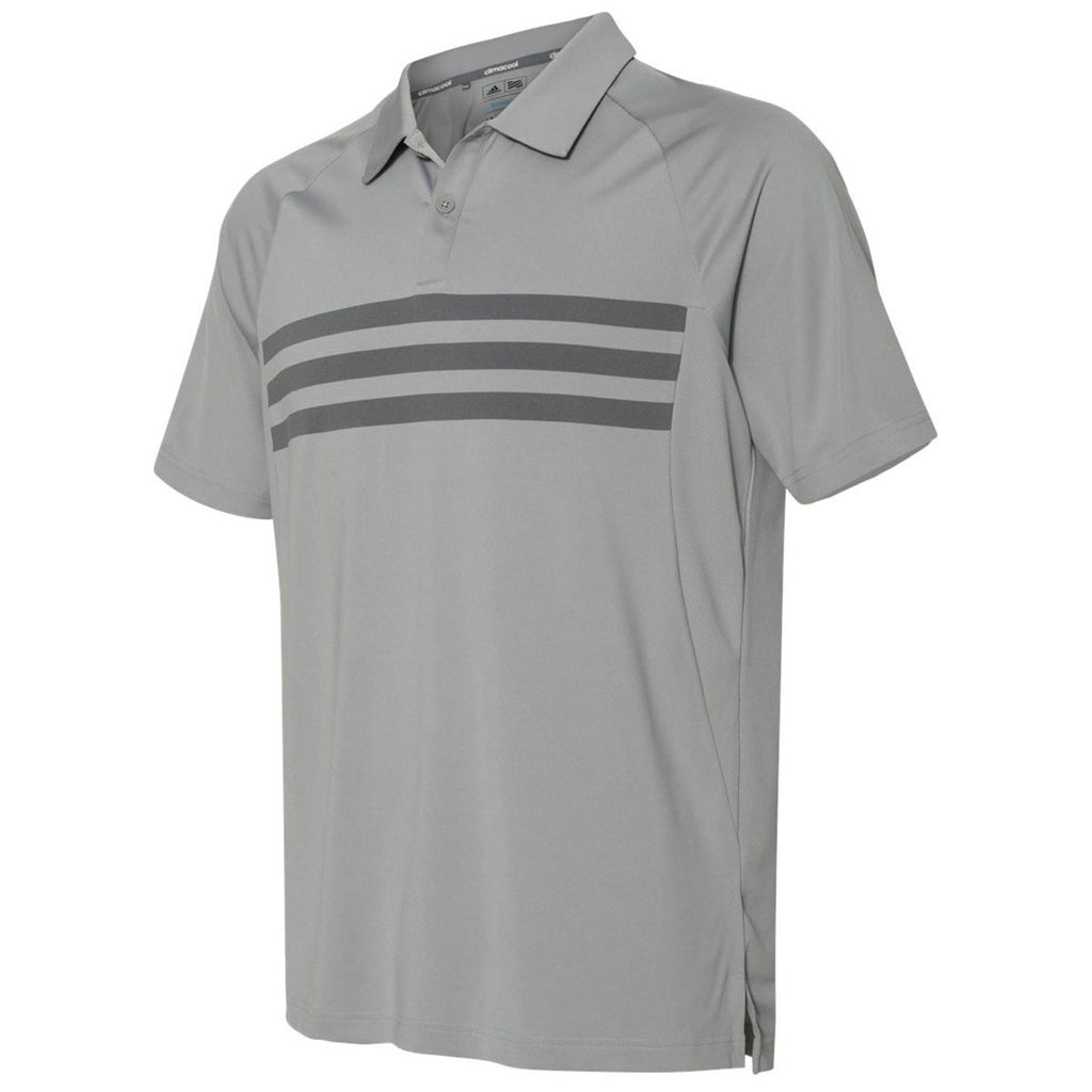 adidas Golf Men's Mid Grey/Vista Grey/Mid Grey Climacool 3-Stripe Sport Shirt