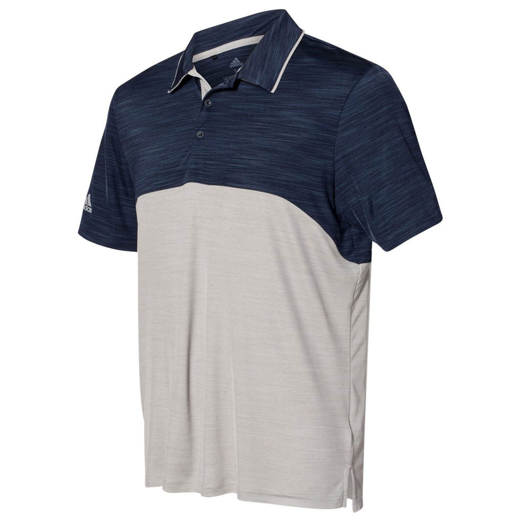 adidas Men's Collegiate Navy/Mid Grey Melange Colorblock Sport Polo