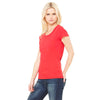 Bella + Canvas Women's Red Stretch Rib Short-Sleeve Scoop Neck T-Shirt