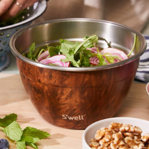 Shop S'well Teakwood Stainless Steel Reusable Salad Bowl Kit/64 oz