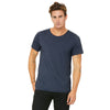 Bella + Canvas Men's Heather Navy Jersey Raw Neck T-Shirt