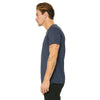 Bella + Canvas Men's Heather Navy Jersey Raw Neck T-Shirt