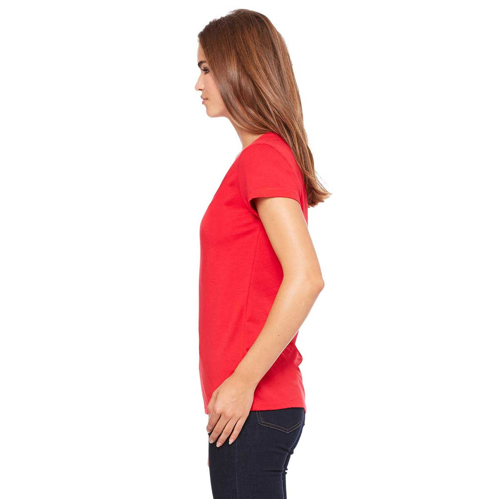 Bella + Canvas Women's Red Jersey Short-Sleeve V-Neck T-Shirt