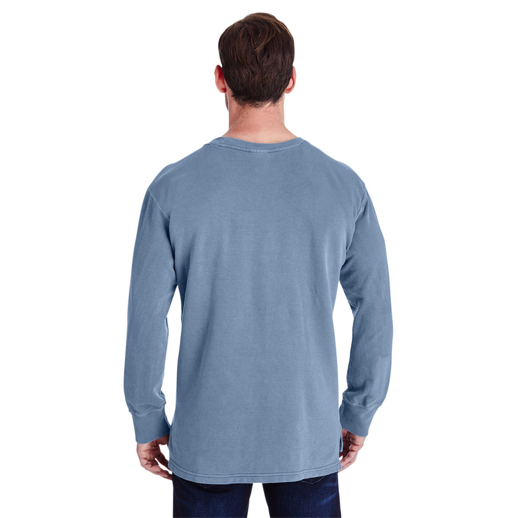 Comfort Colors Men's Blue Jean French Terry Crew With Pocket