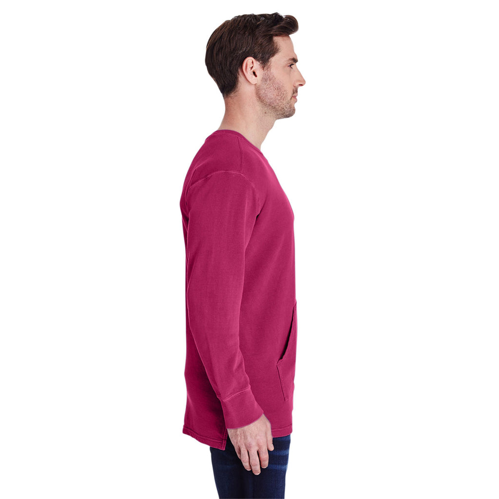 Comfort Colors Men's Crimson French Terry Crew With Pocket