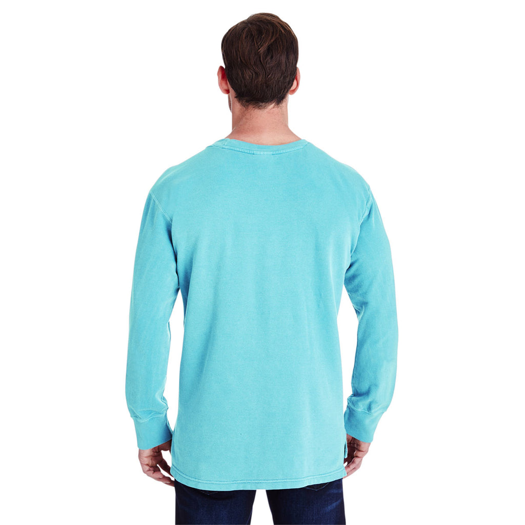 Comfort Colors Men's Lagoon Blue French Terry Crew With Pocket