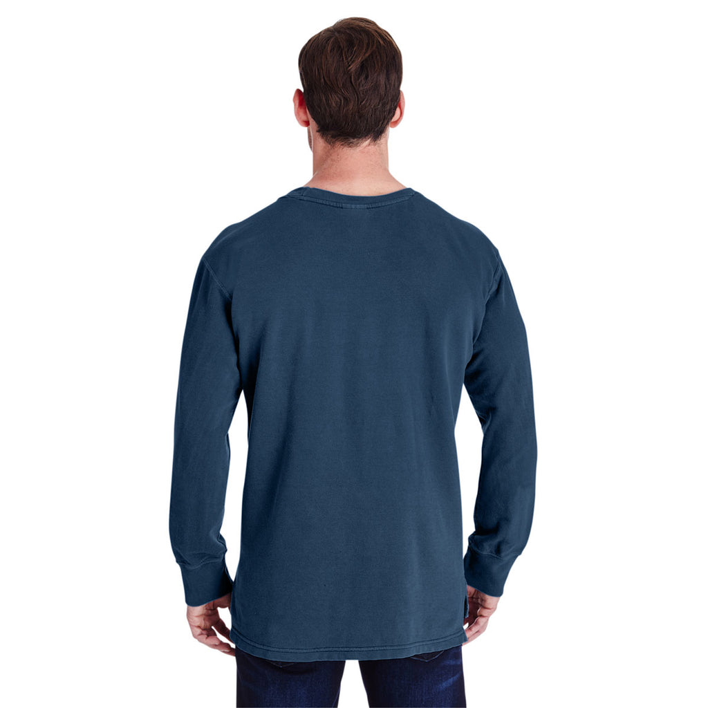 Comfort Colors Men's True Navy French Terry Crew With Pocket