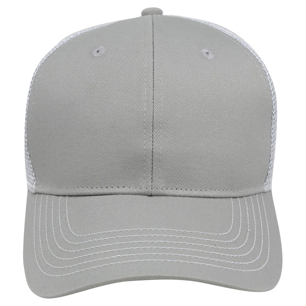 AHEAD Chrome/White Laid Back Chino Trucker Cap