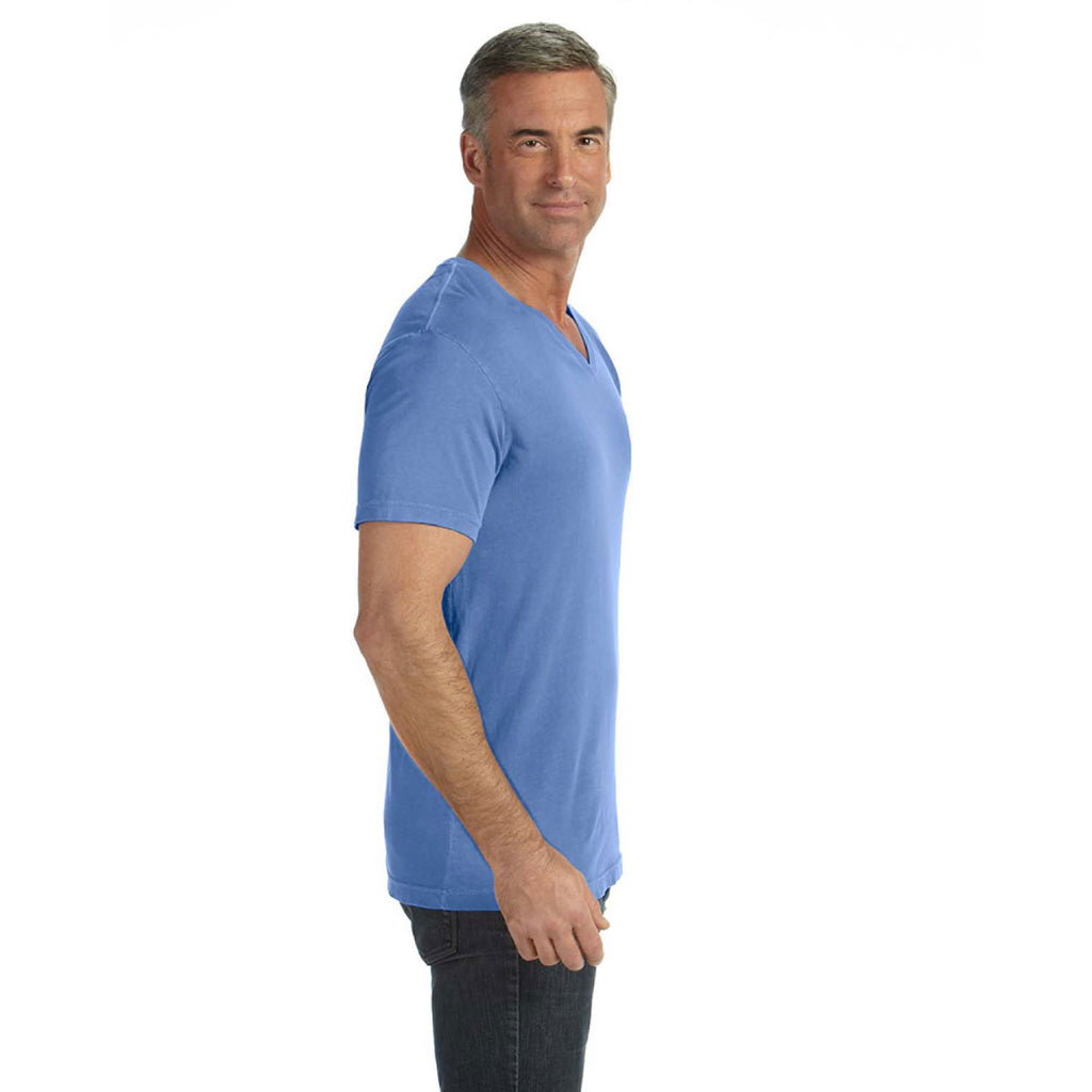 Comfort Colors Men's Flo Blue 5.4 Oz. V-Neck T-Shirt