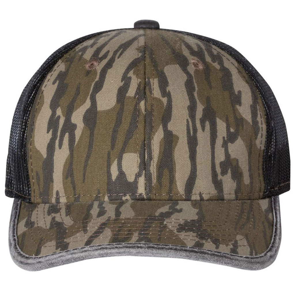 Outdoor Cap Mossy Oak Bottomland/Black Weathered Bound Visor Trucker Cap