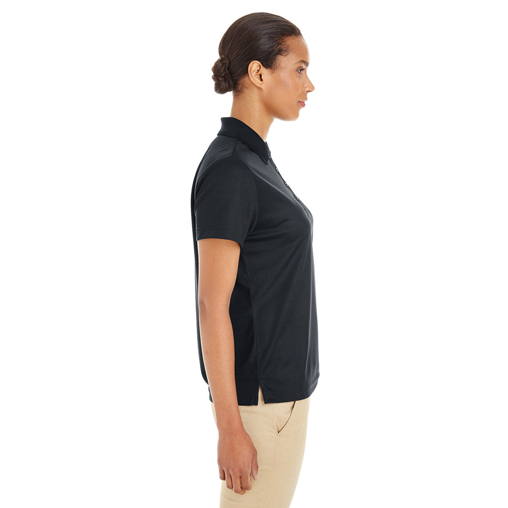 Core 365 Women's Black/Carbon Express Microstripe Performance Pique Polo