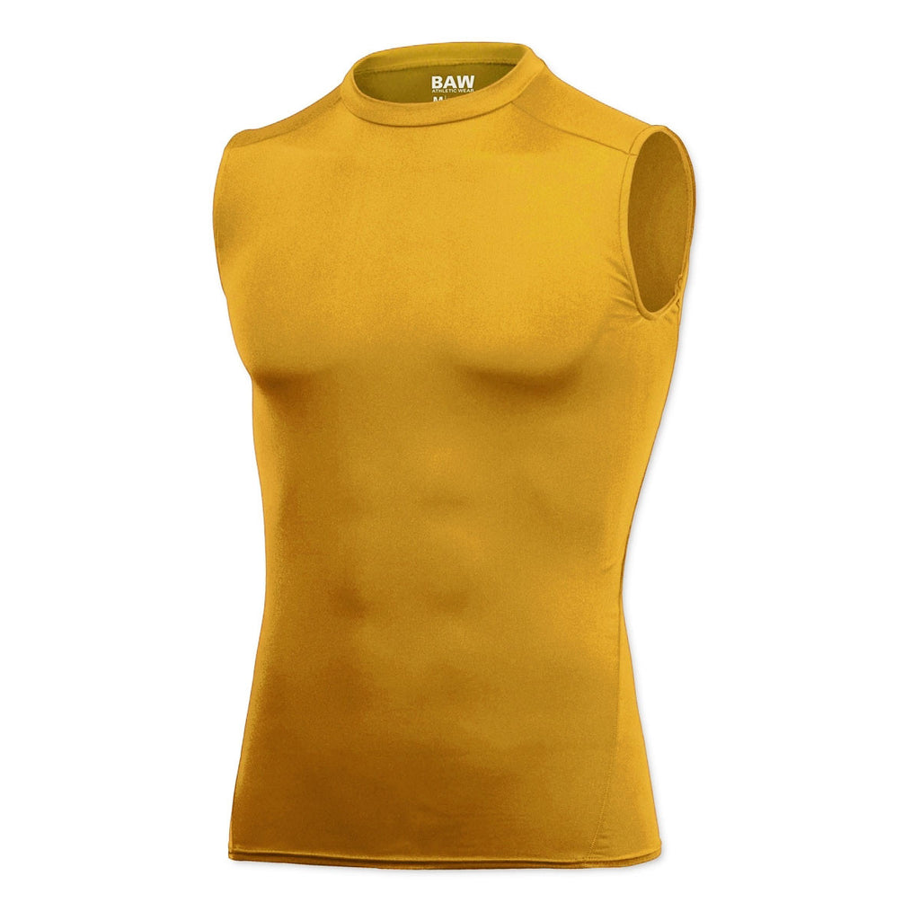 BAW Men's Gold Compression Cool Tek Sleeveless Shirt - Sample
