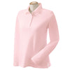 Devon & Jones Women's Pink Pima Pique Long-Sleeve Polo