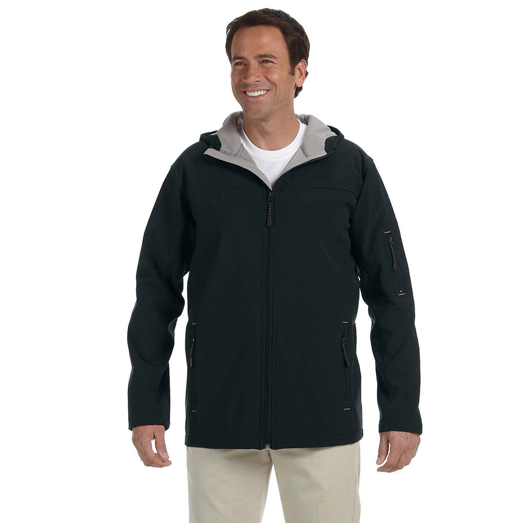 Devon & Jones Men's Black Soft Shell Hooded Jacket