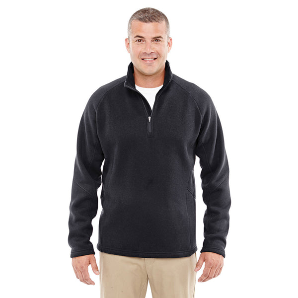 Devon & Jones Men's Black Bristol Sweater Fleece Quarter-Zip